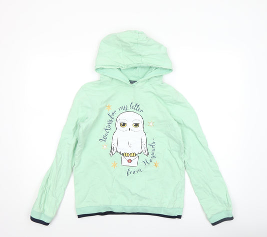 Harry Potter Girls Green Hedwig Pullover Hoodie 12-13 Years Cotton