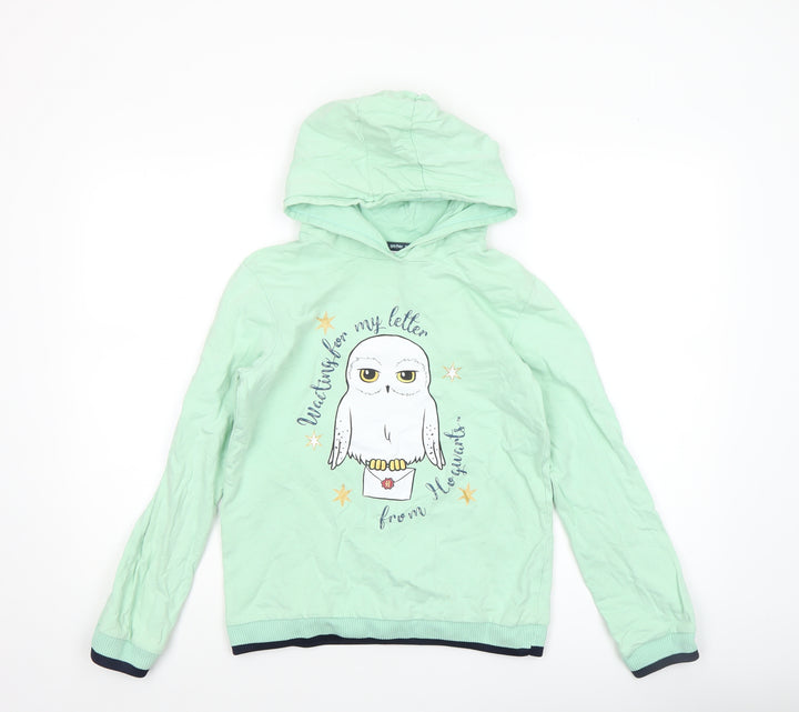 Harry Potter Girls Green Hedwig Pullover Hoodie 12-13 Years Cotton