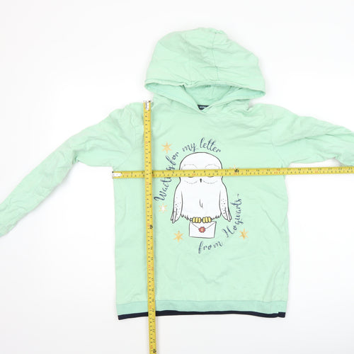 Harry Potter Girls Green Hedwig Pullover Hoodie 12-13 Years Cotton