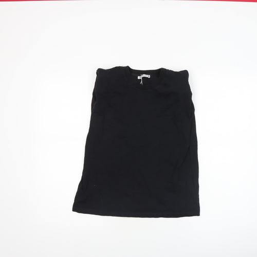Zara Women's Black Cotton Basic Crew Neck T-Shirt Size S