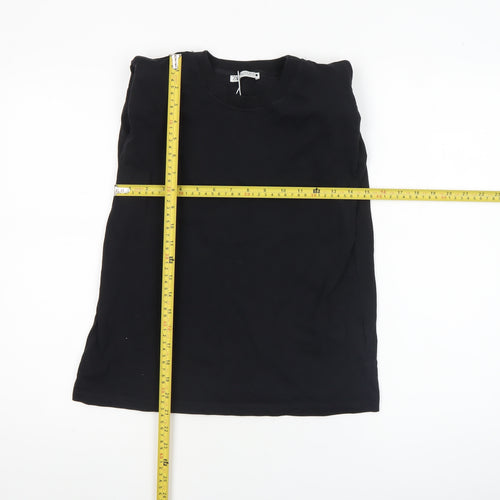 Zara Women's Black Cotton Basic Crew Neck T-Shirt Size S
