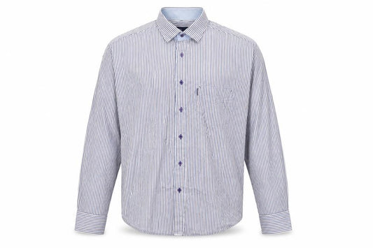 André Men's Blue Striped Cotton Long Sleeve Dress Shirt XL