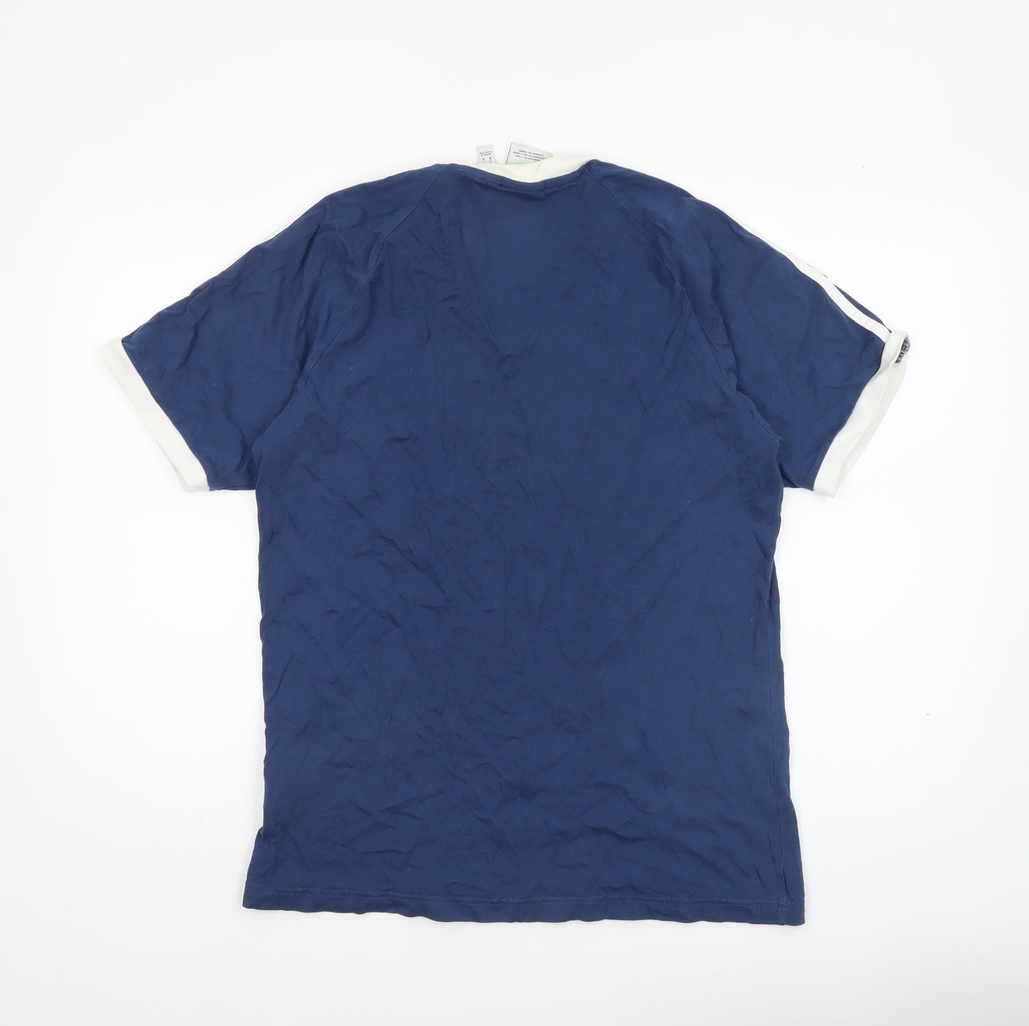 adidas Men's Blue Crew Neck Short Sleeve Cotton Sports T-Shirt Size M