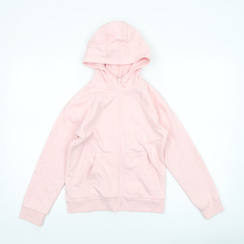 Dunnes Stores Girls Pink Full Zip Hoodie 9-10 Years Cotton Blend