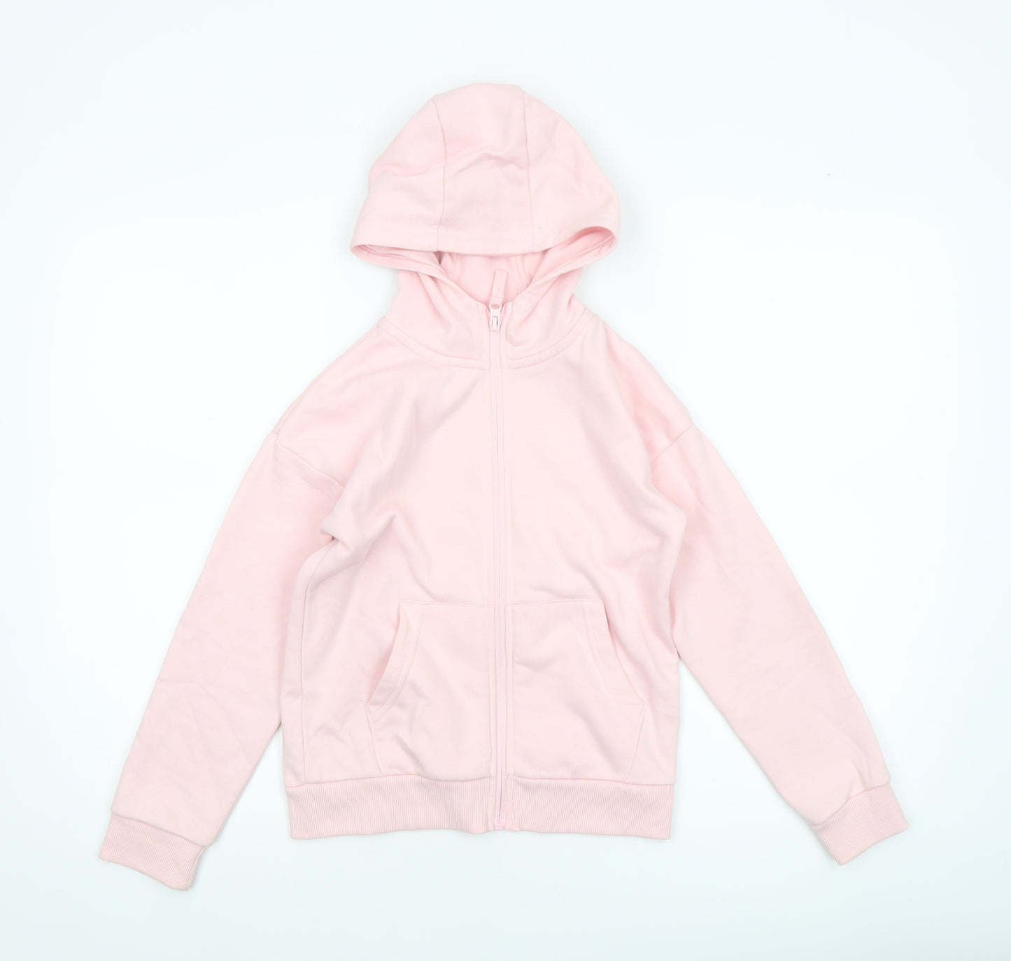 Dunnes Stores Girls Pink Full Zip Hoodie 9-10 Years Cotton Blend