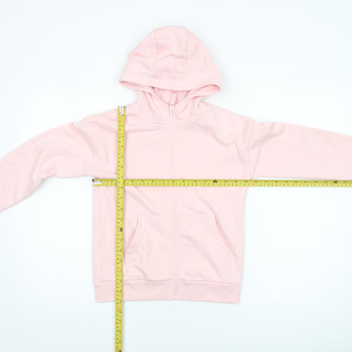 Dunnes Stores Girls Pink Full Zip Hoodie 9-10 Years Cotton Blend