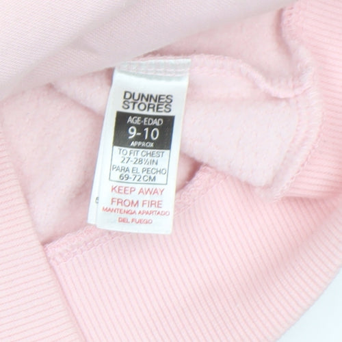 Dunnes Stores Girls Pink Full Zip Hoodie 9-10 Years Cotton Blend