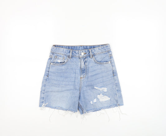Marks and Spencer Girls Blue Denim Cut-Off Distressed Shorts 9-10 Years