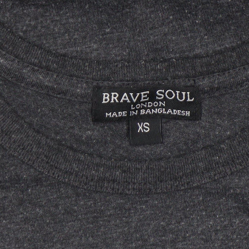Brave Soul Women's Grey XS College Print Short Sleeve T-Shirt