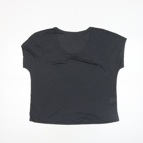 MNG Womens Black Basic T-Shirt Cotton Modal L Relaxed Fit