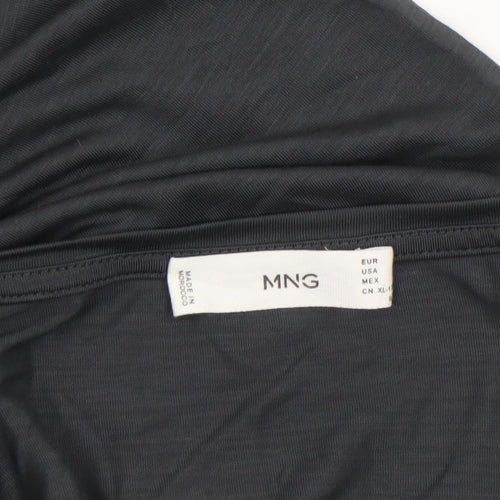 MNG Womens Black Basic T-Shirt Cotton Modal L Relaxed Fit