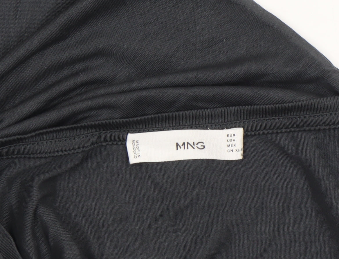 MNG Womens Black Basic T-Shirt Cotton Modal L Relaxed Fit