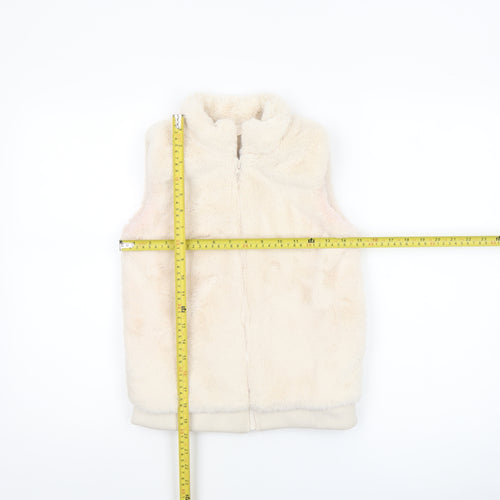 Dunnes Stores Girls Ivory Faux Fur Fleece Zip Waistcoat 9-10 Years