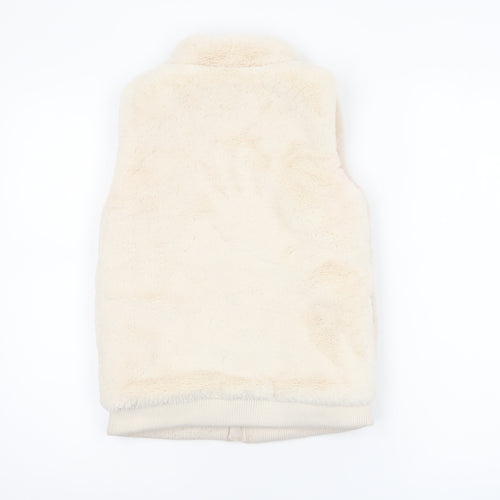 Dunnes Stores Girls Ivory Faux Fur Fleece Zip Waistcoat 9-10 Years