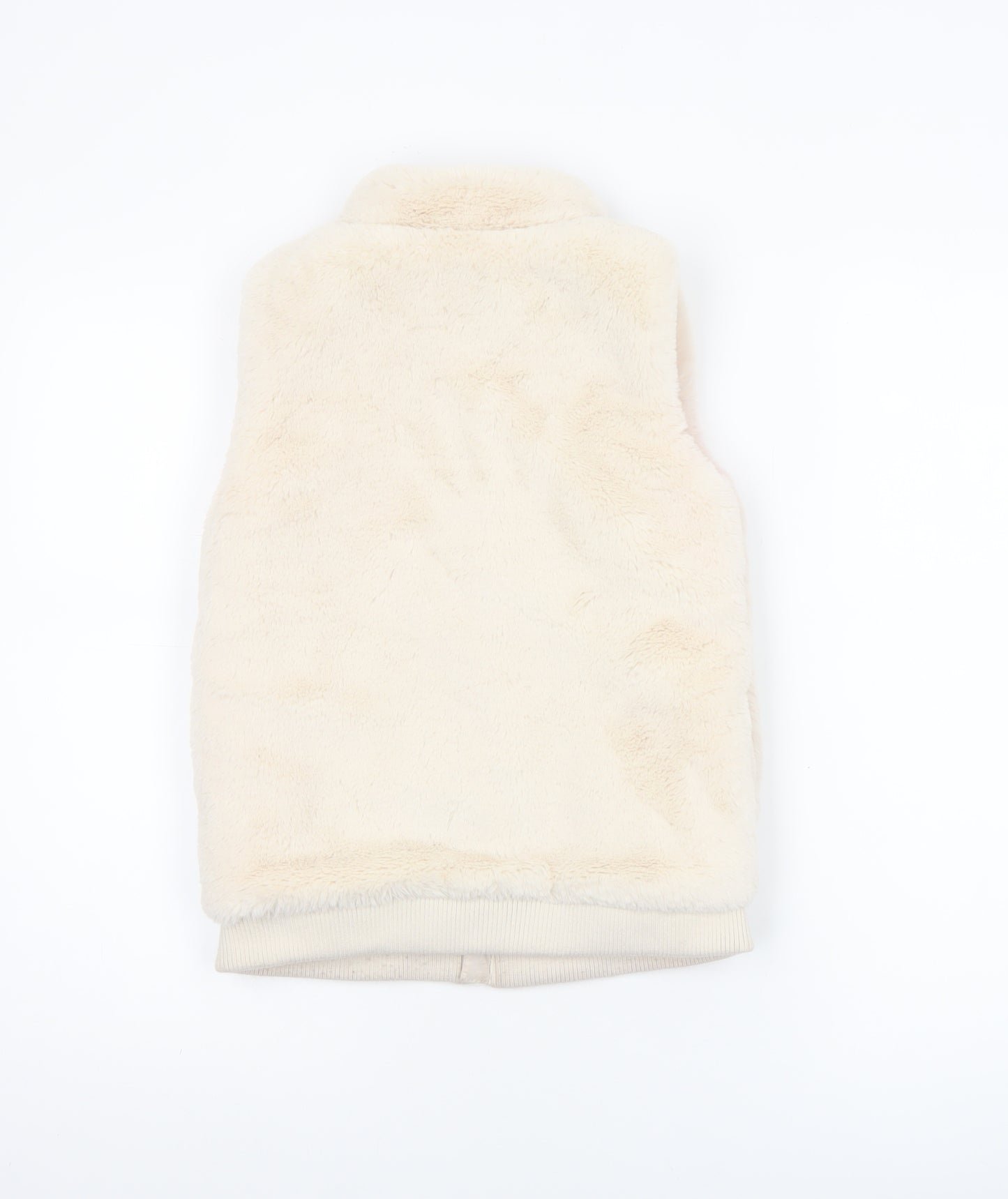 Dunnes Stores Girls Ivory Faux Fur Fleece Zip Waistcoat 9-10 Years
