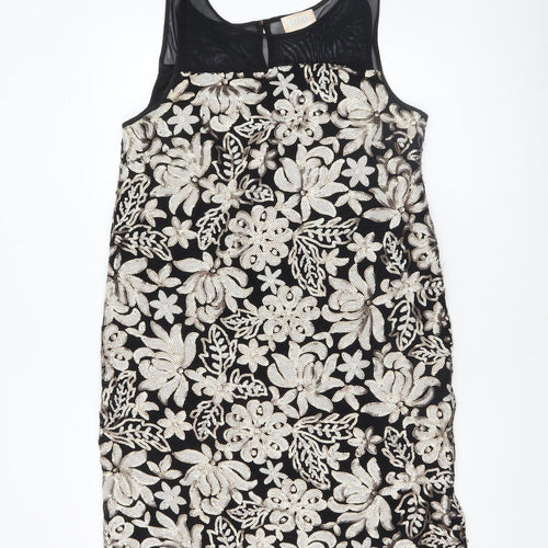 Savida Women’s Black Gold Sequin Bodycon Dress Size 14 Party Sleeveless