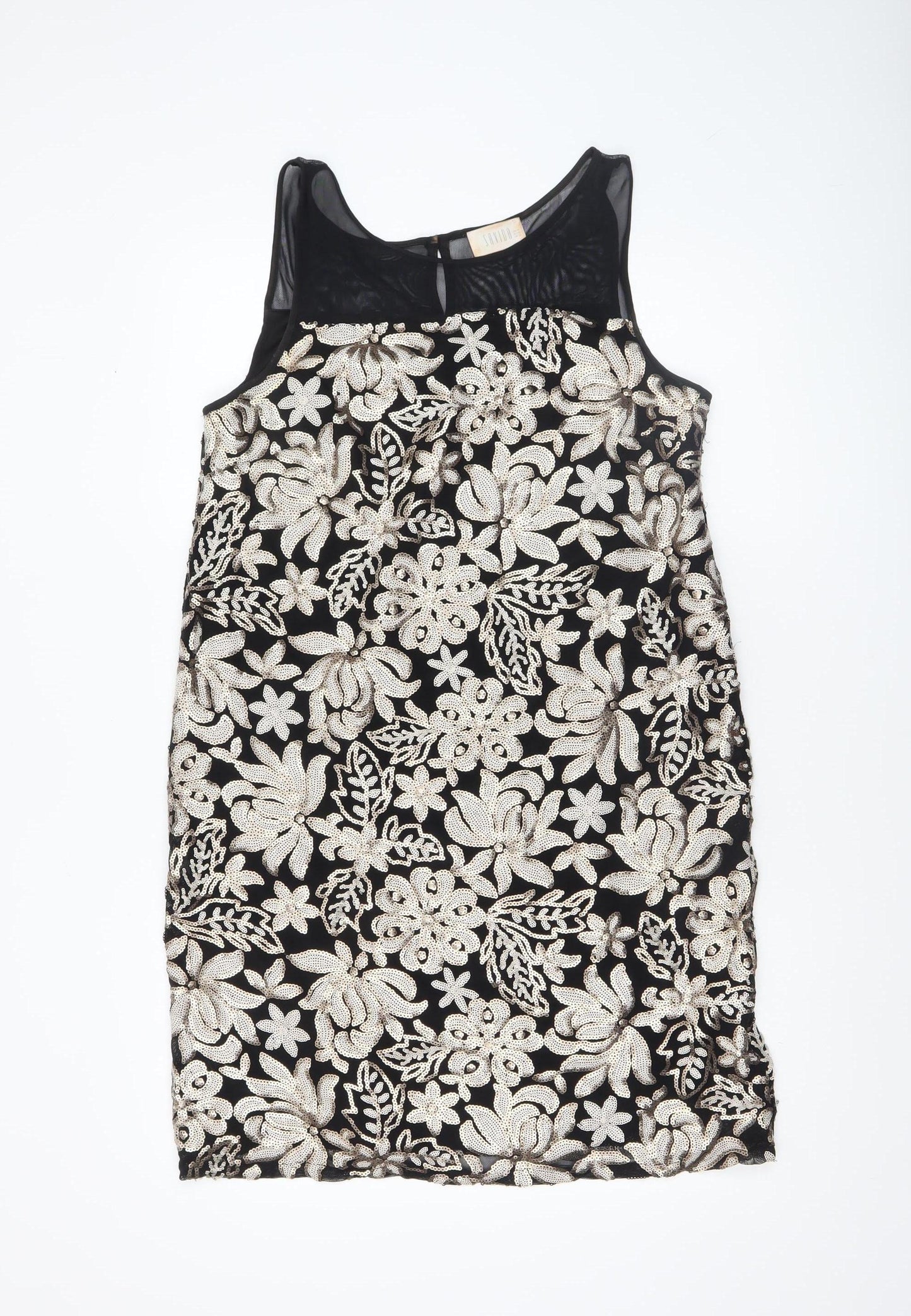 Savida Women’s Black Gold Sequin Bodycon Dress Size 14 Party Sleeveless