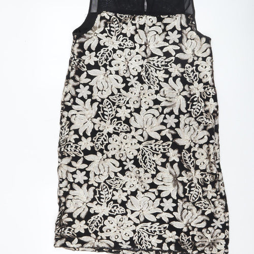 Savida Women’s Black Gold Sequin Bodycon Dress Size 14 Party Sleeveless