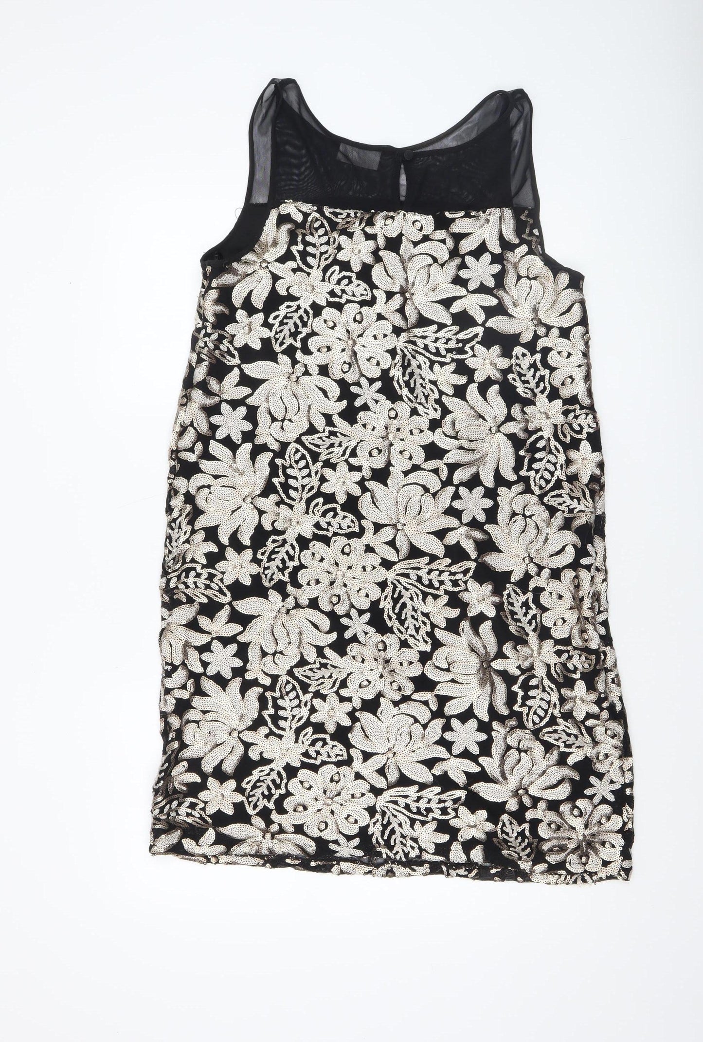 Savida Women’s Black Gold Sequin Bodycon Dress Size 14 Party Sleeveless