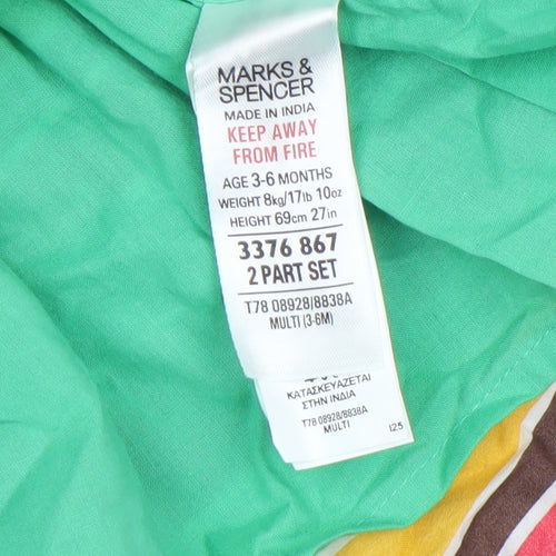 Marks and Spencer Unisex Baby Multicoloured 3-6 Months A-Line Cotton Dress