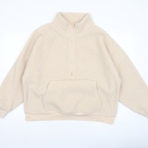 Dunnes Women’s Ivory Fleece 1/2 Zip Pullover Sweatshirt Size L