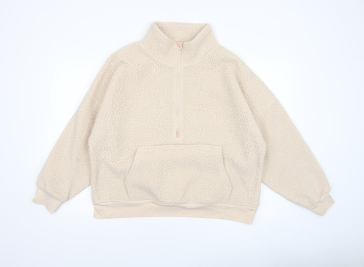 Dunnes Women’s Ivory Fleece 1/2 Zip Pullover Sweatshirt Size L