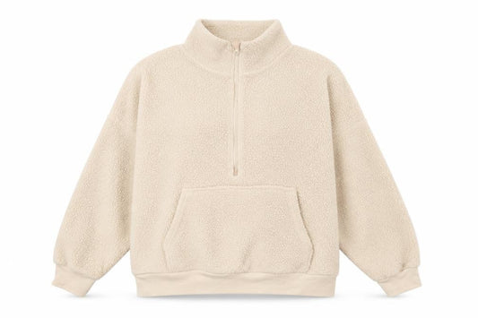 Front view of Dunnes Women’s Ivory Fleece 1/2 Zip Pullover Sweatshirt, size L