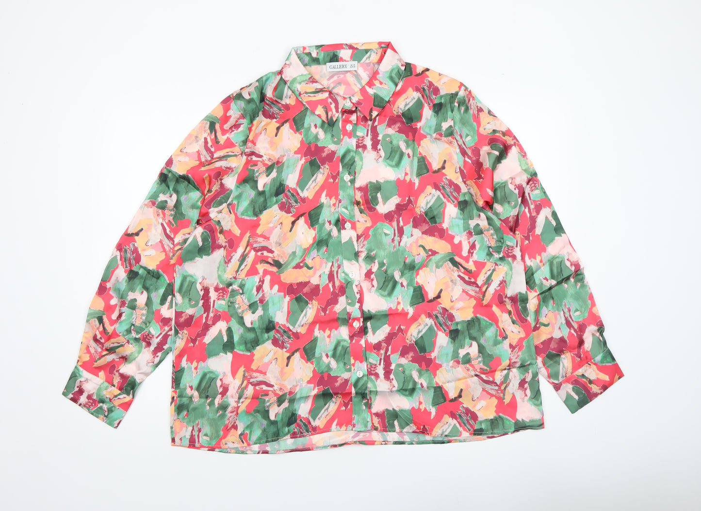 Gallery Women's Multicoloured Long Sleeve Button-Up Shirt UK 20