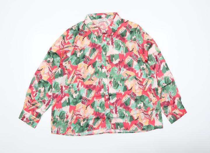 Gallery Women's Multicoloured Long Sleeve Button-Up Shirt UK 20