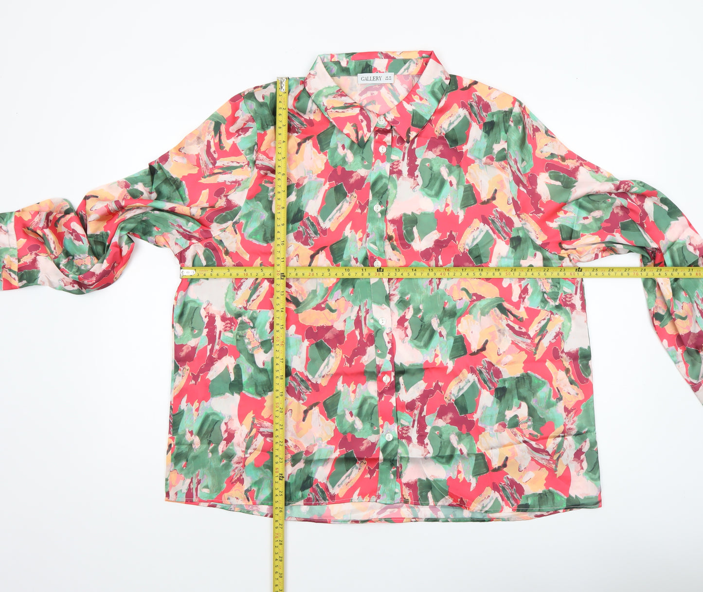 Gallery Women's Multicoloured Long Sleeve Button-Up Shirt UK 20