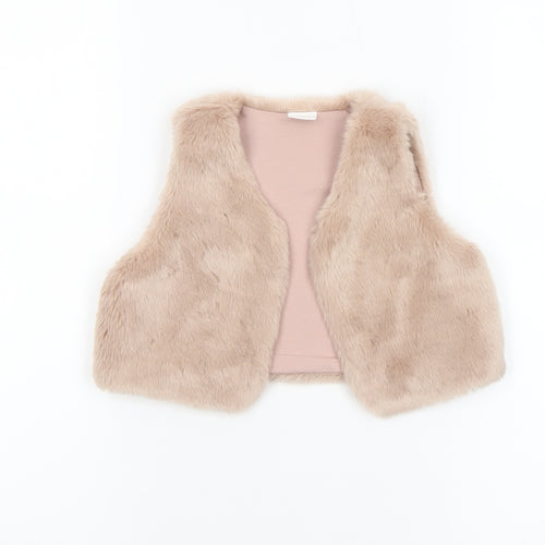 Next Girls Beige Faux Fur Lined Waistcoat 3-4 Years Soft Winter Gilet