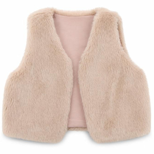Next Girls Beige Faux Fur Lined Waistcoat 3-4 Years Soft Winter Gilet