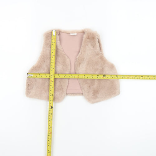 Next Girls Beige Faux Fur Lined Waistcoat 3-4 Years Soft Winter Gilet