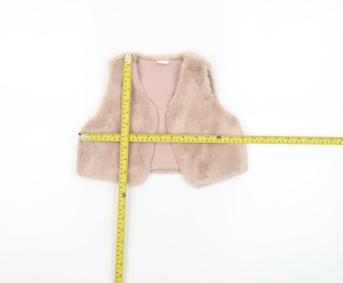 Next Girls Beige Faux Fur Lined Waistcoat 3-4 Years Soft Winter Gilet