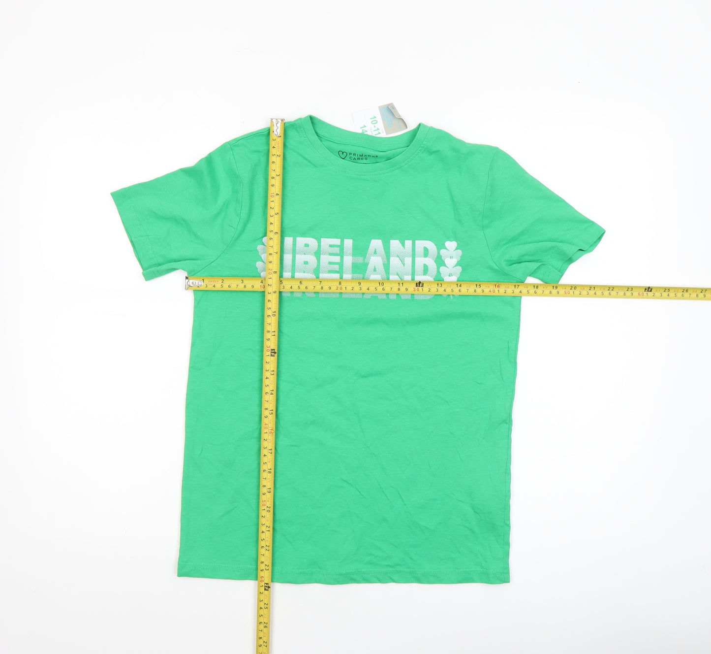 Primark Cares Boys Green Ireland Graphic Cotton T-Shirt 10-11 Years 146cm