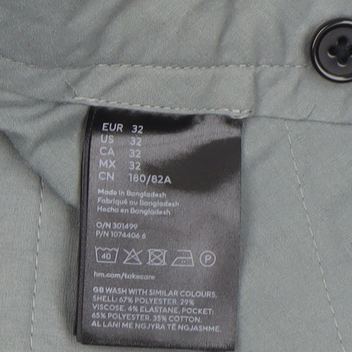 H&M Men's Grey Check Slim Fit Dress Trousers Size 32
