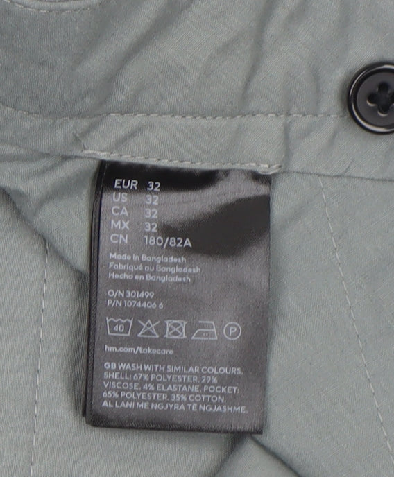 H&M Men's Grey Check Slim Fit Dress Trousers Size 32