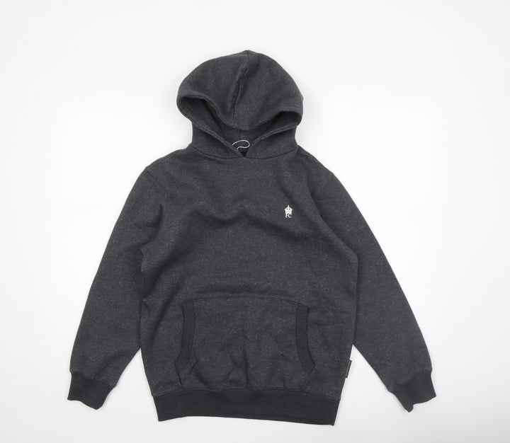 French Connection Boys Charcoal Pullover Hoodie Size 13-14 Years Cotton Blend