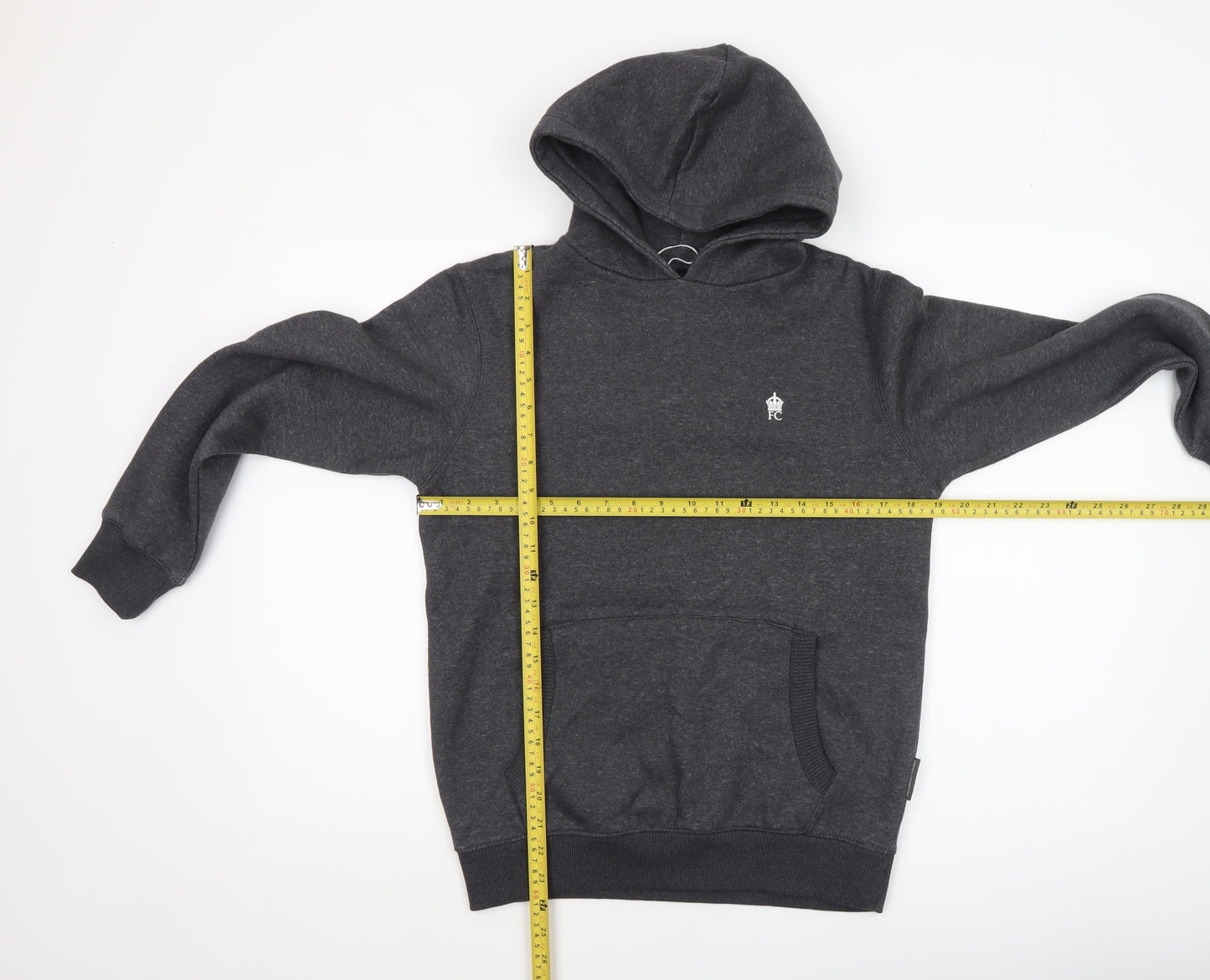 French Connection Boys Charcoal Pullover Hoodie Size 13-14 Years Cotton Blend