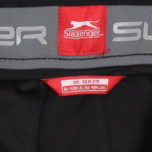 Slazenger Men's Black Regular Fit Stretch Trousers 36W 31L