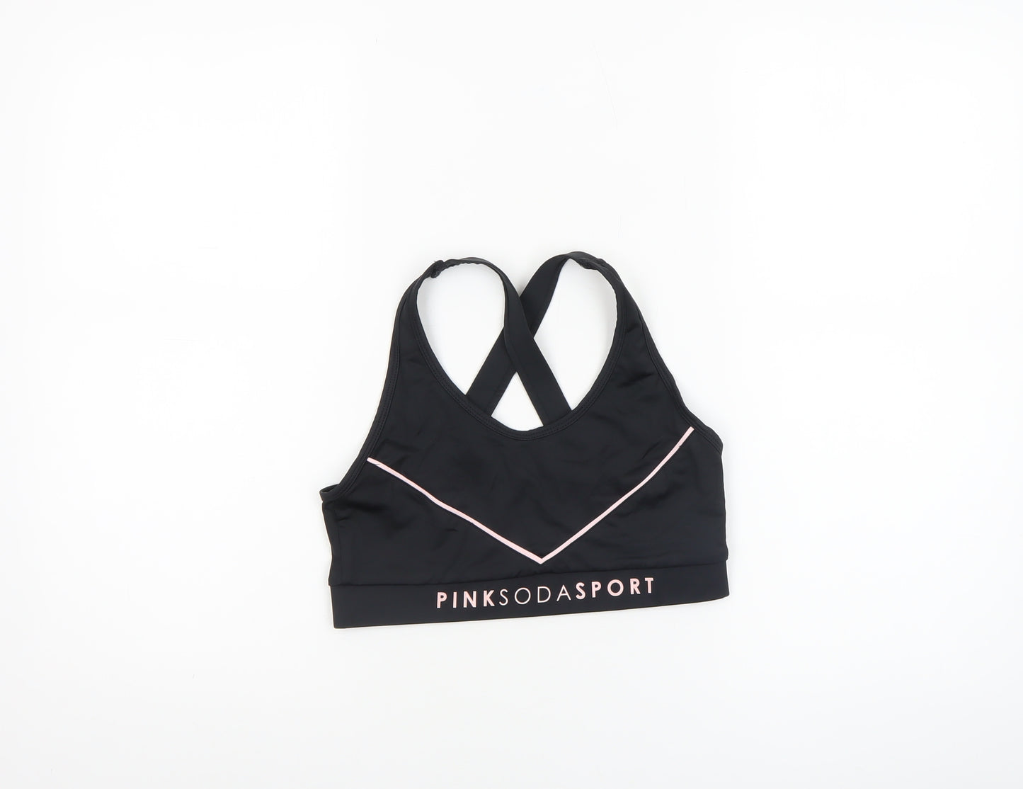 Pink Soda Sport Women Black Size 10 Sports Bra Racerback Medium Support