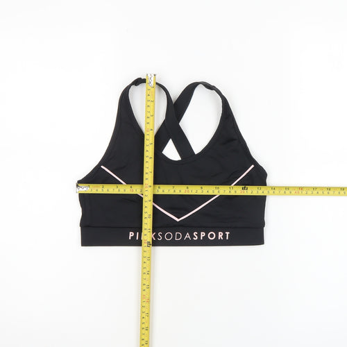 Pink Soda Sport Women Black Size 10 Sports Bra Racerback Medium Support