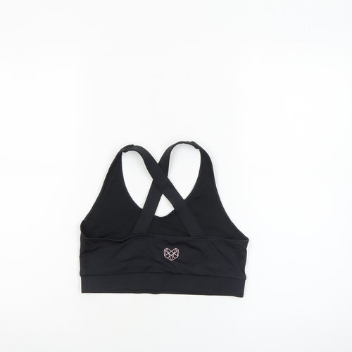 Pink Soda Sport Women Black Size 10 Sports Bra Racerback Medium Support
