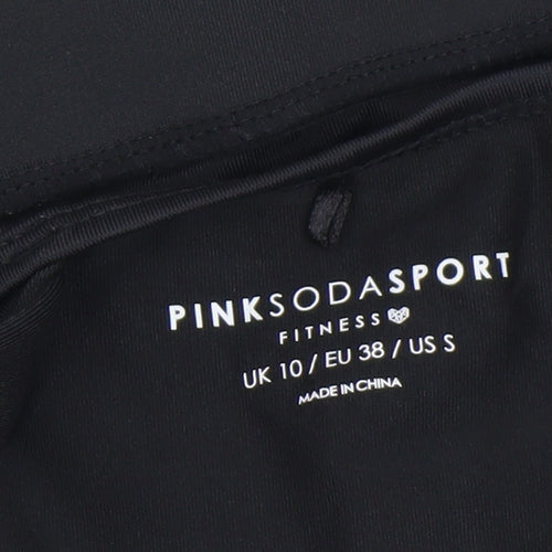 Pink Soda Sport Women Black Size 10 Sports Bra Racerback Medium Support