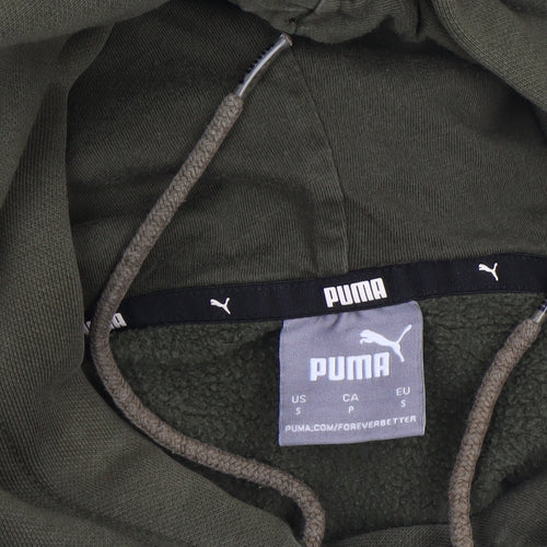 Puma Men’s Green Pullover Hoodie Size S Fleece Logo Sweatshirt