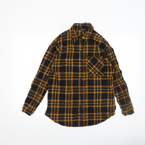 New Look Boys Yellow Check Flannel Long Sleeve Button-Up Shirt Age 11 146cm