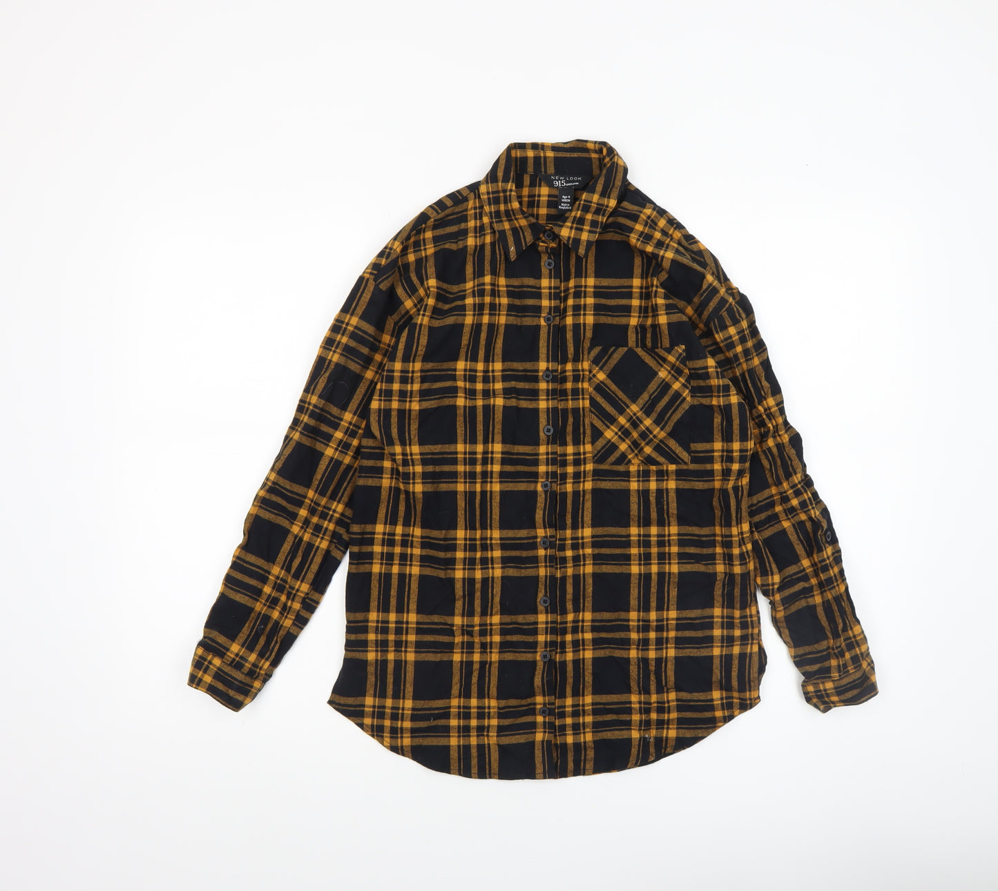 New Look Boys Yellow Check Flannel Long Sleeve Button-Up Shirt Age 11 146cm