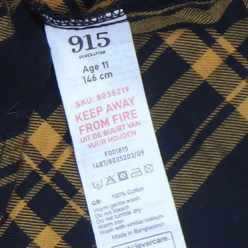 New Look Boys Yellow Check Flannel Long Sleeve Button-Up Shirt Age 11 146cm
