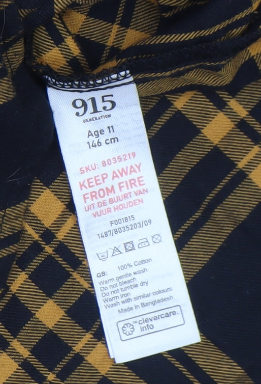 New Look Boys Yellow Check Flannel Long Sleeve Button-Up Shirt Age 11 146cm