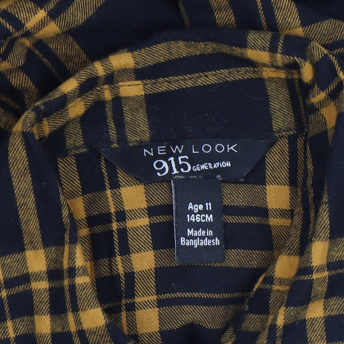 New Look Boys Yellow Check Flannel Long Sleeve Button-Up Shirt Age 11 146cm